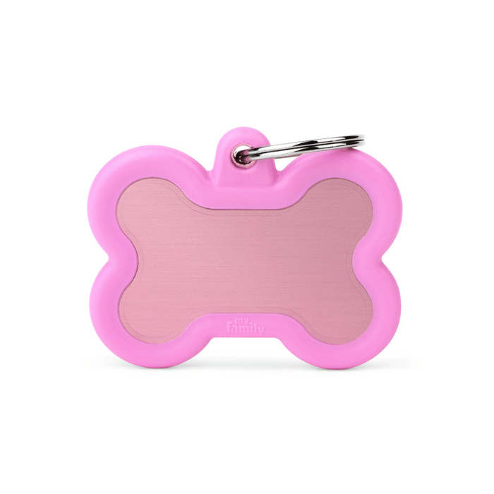 MyFamily medaille Pink Médaille pour chiens - Myfamily Hushtag Os Aluminum