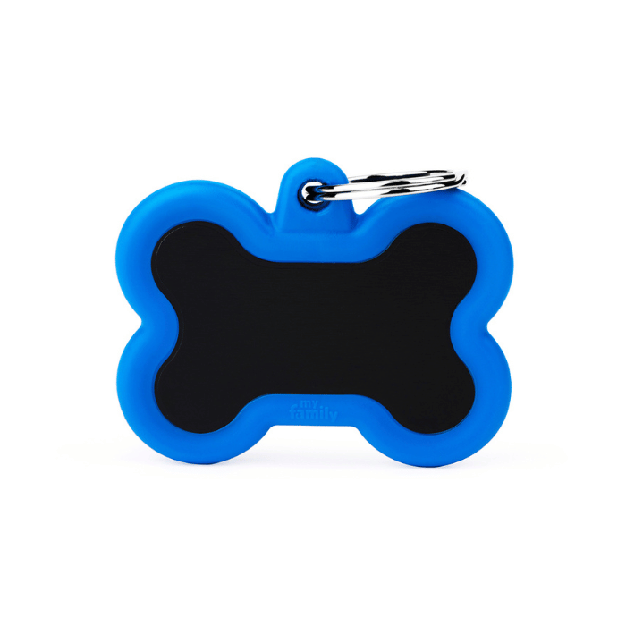 MyFamily medaille Blue &amp; Black Médaille pour chiens - Myfamily Hushtag Os Aluminum