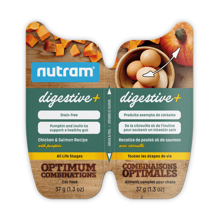 Nutram Nutram Combinaisons Optimales Digestive+ Chat Poulet, Saumon &amp; Citrouille, Sans Grains 2.6oz