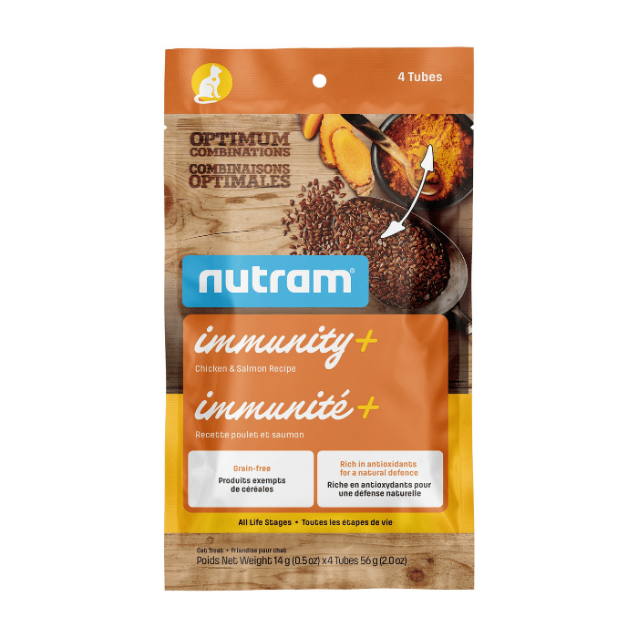 Nutram Nutram Combinaisons Optimales Immunité+ Chat Poulet & Saumon, Sans Grains 4 tubes