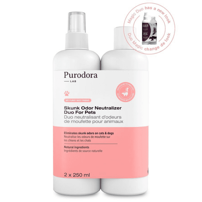 Purodora Lab shampoing Duo neutralisants d'odeurs de moufette pour animaux