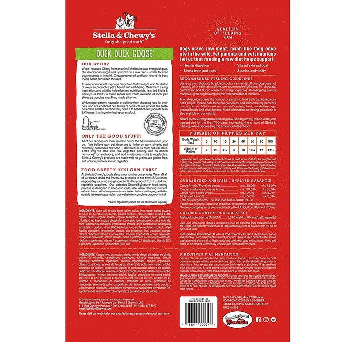 Stella & Chewy's nourriture Galettes de repas lyophilisées Dinner Patties Stella & Chewy`s Canard