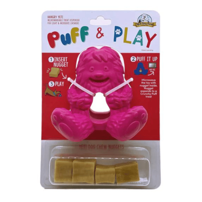 Yeti Dog Chew jouet interactif Rose Jouet interactif pour chien Yeti Puff And Play
