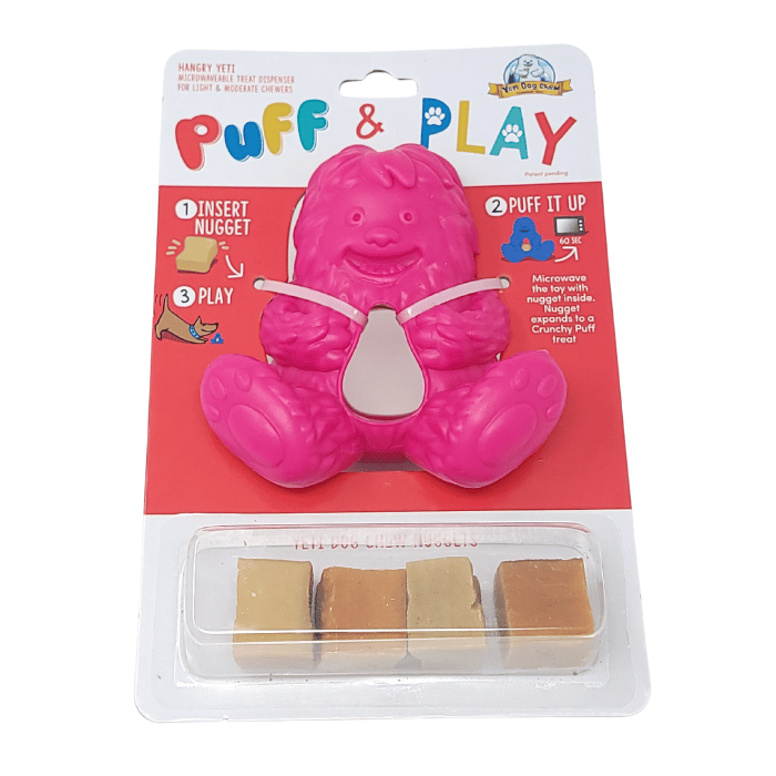 Yeti Dog Chew jouet interactif Rose Jouet interactif pour chien Yeti Puff And Play
