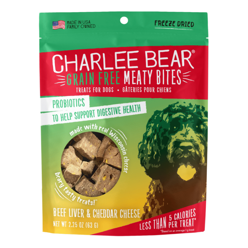Charlee Bear Meaty Bites Foie de Bœuf et Fromage Cheddar Gâterie Lyophilisée pour Chien