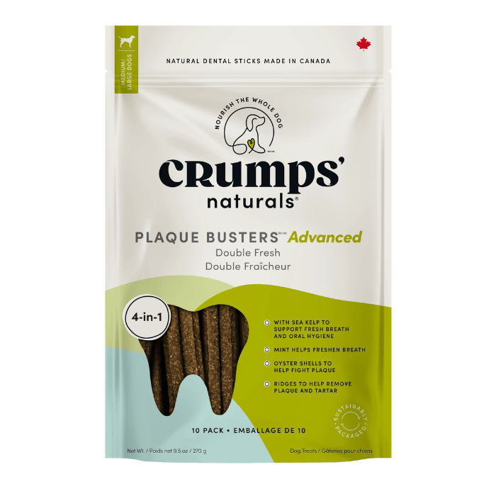 Crump's Naturals Gâteries Gâteries Dentaire Pour Chien, plaque Busters Advanced 7 Double Fraîcheur Pqt 10