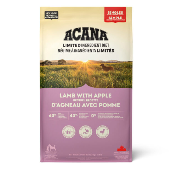 Acana nourriture Nourriture pour chiens Acana simple agneau avec pommes Nourriture pour chiens Acana simple agneau avec pommes