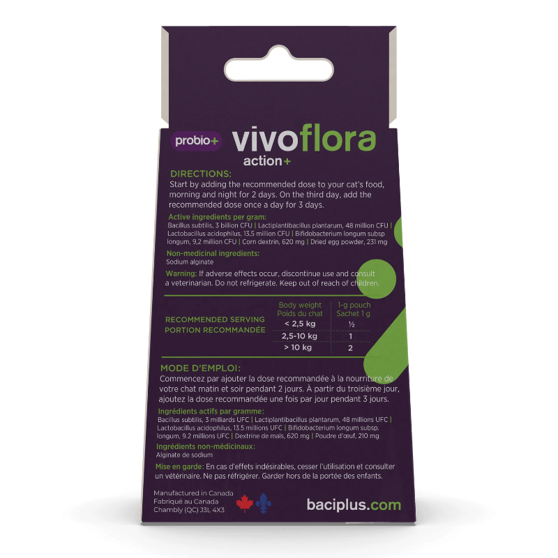 baci+ supplement baci+ probio+ Vivoflora pour chats - Probiotiques en poudre, 14 sachets baci+ probio+ Vivoflora pour chats - Probiotiques en poudre, 14 sachets