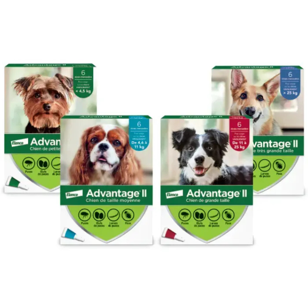 Bayer k9 advantix Advantage II protection contre les puces et poux pour chiens 6 doses Advantage II protection contre les puces et poux pour chiens 6 doses