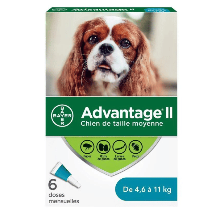 Bayer k9 advantix 4.6-11kg Advantage II protection contre les puces et poux pour chiens Paq de 6