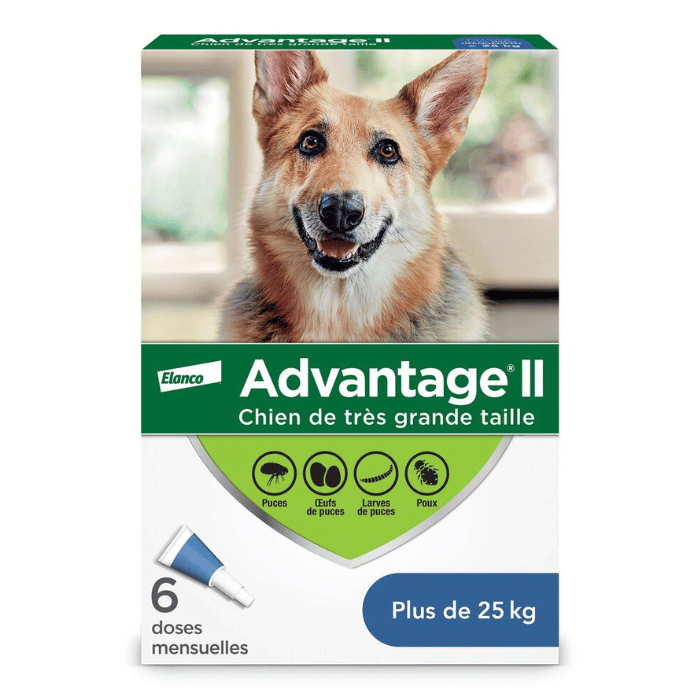 Bayer k9 advantix Plus de 25kg Advantage II protection contre les puces et poux pour chiens Paq de 6