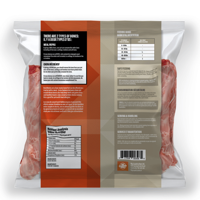 Big Country Raw congele Cou de canard congelé 1 lb