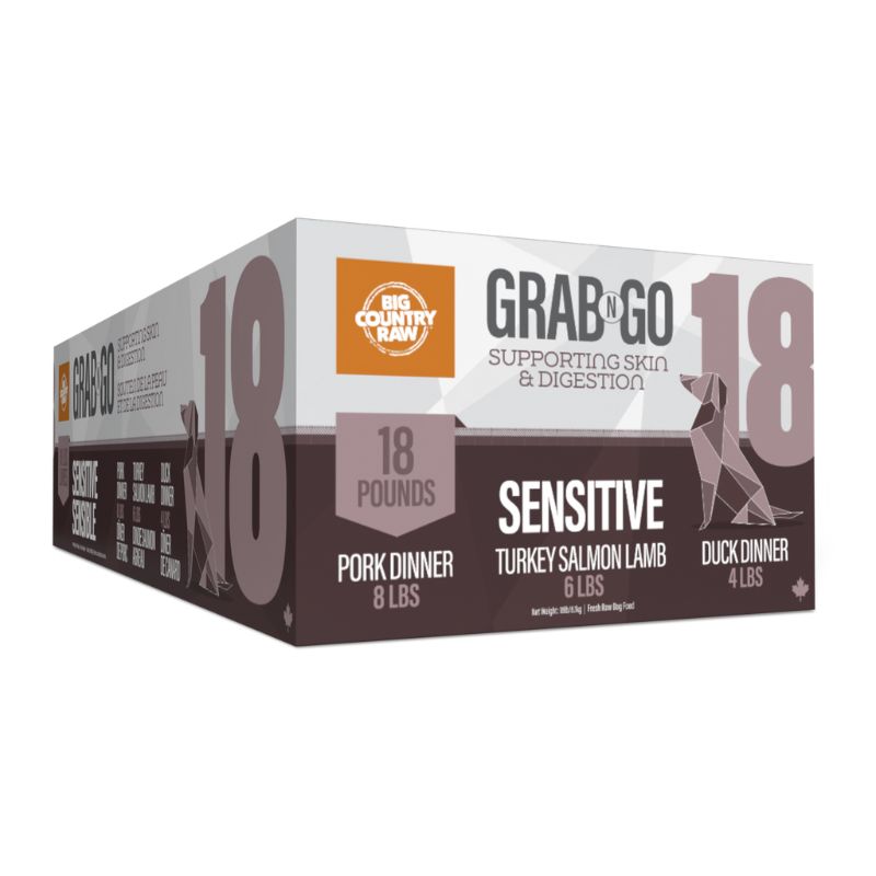 Big Country Raw congele Grab N Go Sensitive 18 Grab N Go Sensitive 18 lb | Big Country Raw | Sherbrooke Canin