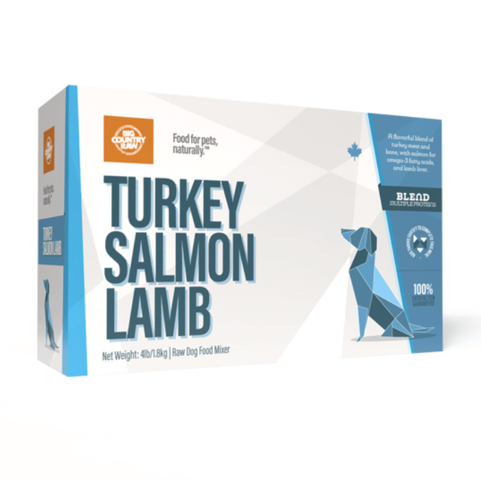 Big Country Raw congele Mélange signature Dinde, Saumon Et Agneau Big country raw 4 lbs Mélange signature Dinde, Saumon Et Agneau Big country raw 4 lbs