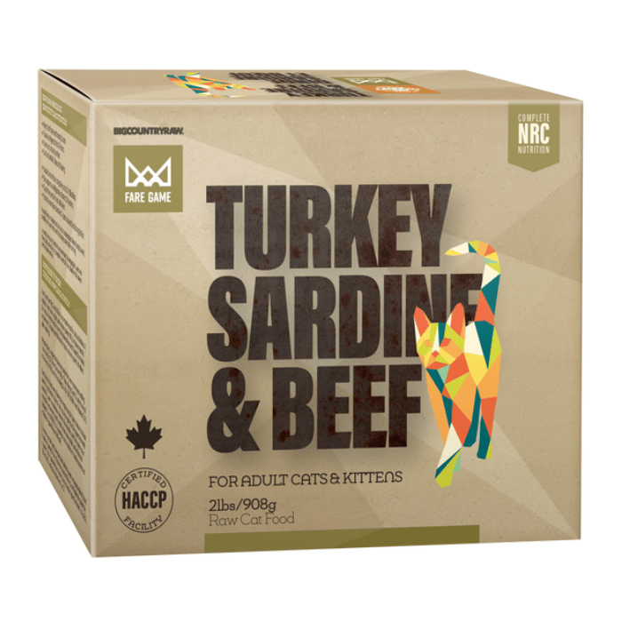 Big Country Raw congele Nourriture Cru Fare Game Dinde, Sardine et Boeuf - 2lbs pour chat Nourriture Cru Fare Game Dinde, Sardine et Boeuf - 2lbs pour chat