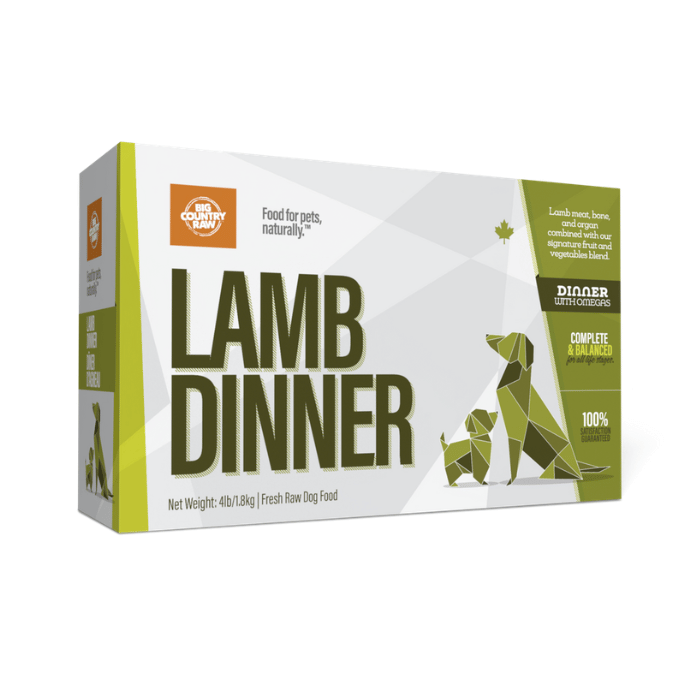 Big Country Raw Frozen Raw Food Lamb Dinner Big Country Raw 4 lb Raw Food Lamb Dinner Big Country Raw 4 lb
