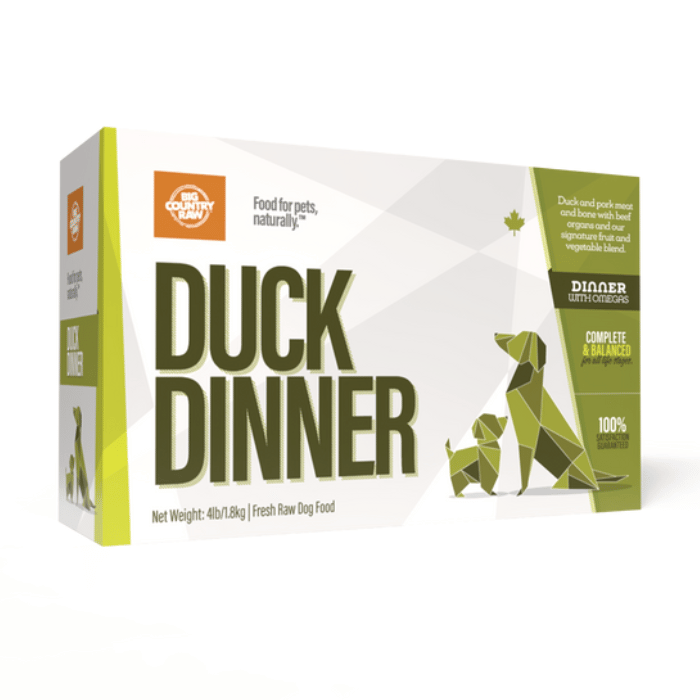 Big Country Raw congele Nourriture crue Dîner au canard Big Country Raw 4 lb Nourriture crue Dîner au canard Big Country Raw 4 lb