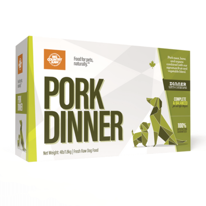 Big Country Raw congele Nourriture crue Dîner au porc Big Country Raw 4 lb Nourriture crue Dîner au porc Big Country Raw 4 lb