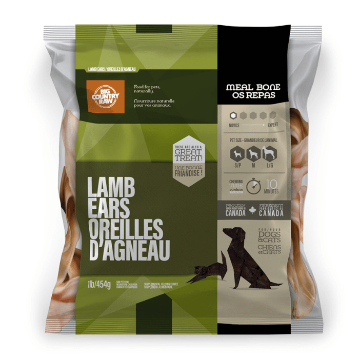 Big Country Raw congele Oreilles d'agneau congelé 1lb