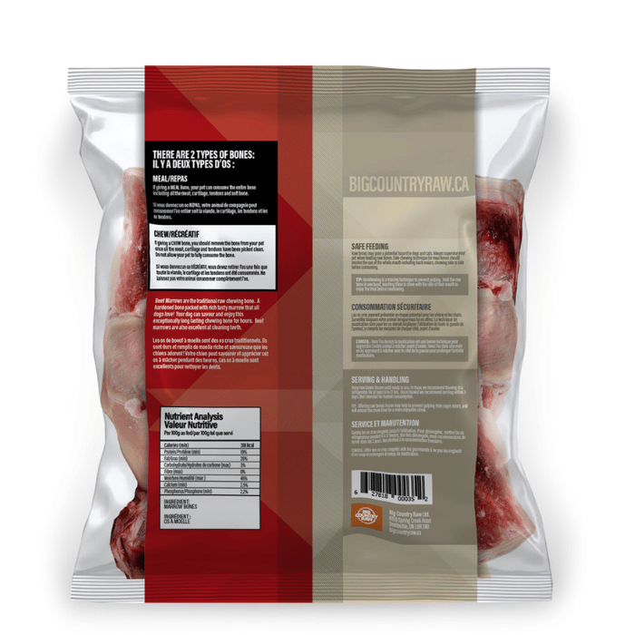 Big Country Raw congele Os à moelle congelé 6-7'' 2lbs