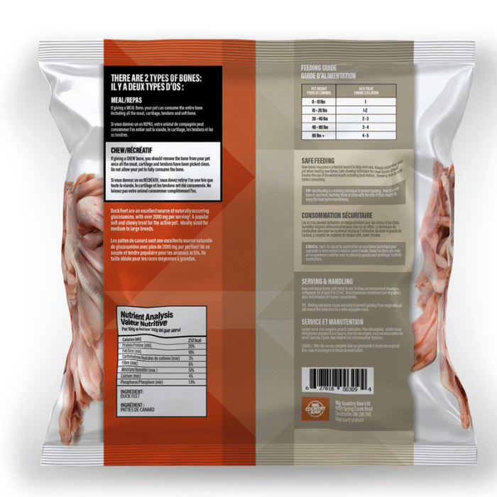 Big Country Raw congele Pattes de canard 1 lb cru congelé