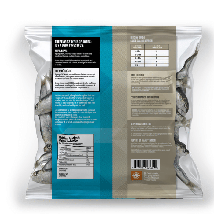 Big Country Raw congele Sardines congelés 1 lbs