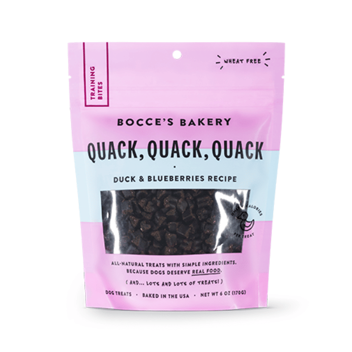 Bocce's Bakery Gâteries Gâteries d'entrainement pour chiens Quack, Quack, Quack, Canard et bleuets 6oz