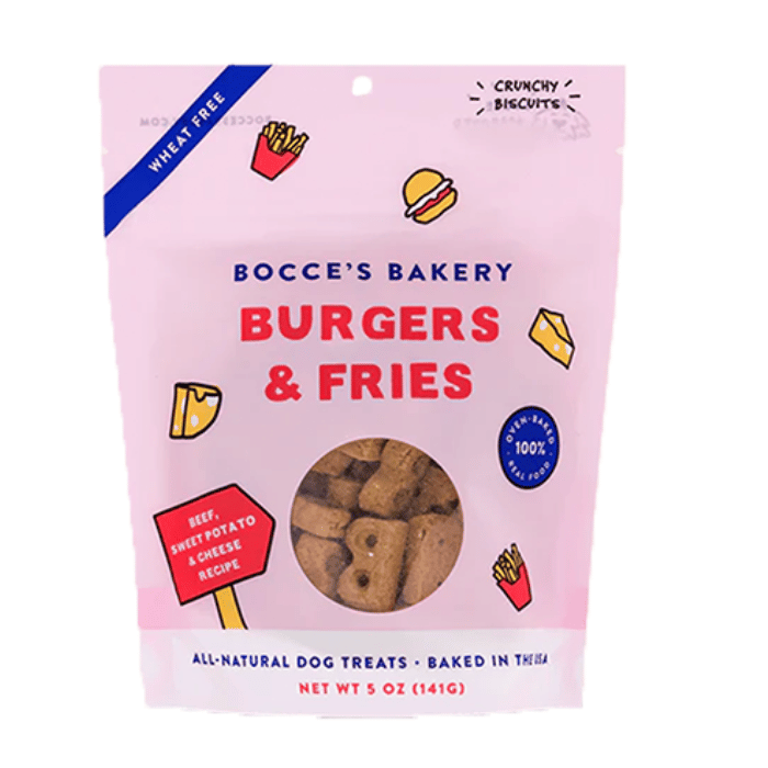 Bocce&#39;s Bakery Gâteries Gâteries pour chiens - Frites et burger 5oz