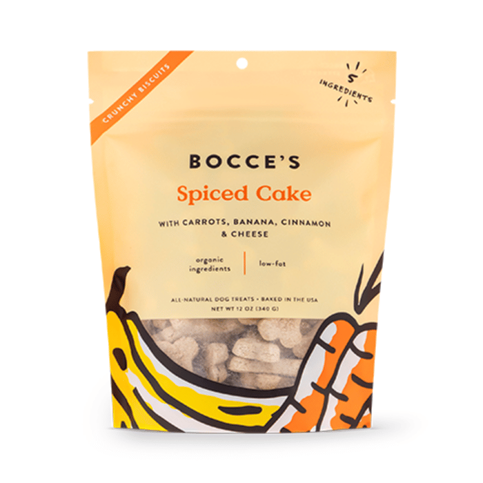 Bocce&#39;s Bakery Gâteries Gâteries pour chiens Spiced Cake, carotte, banane, cannelle et fromage 12oz