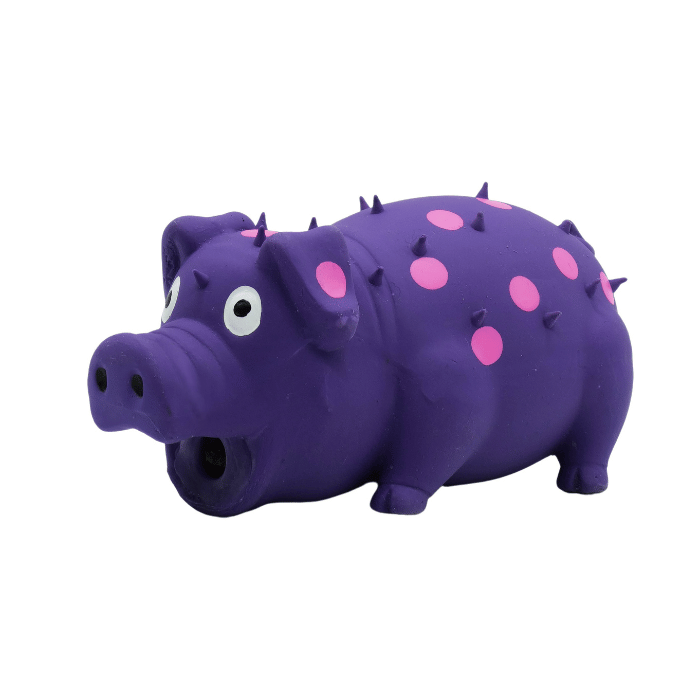 Bud'z Jouet En Latex Avec "squeaker" Pour Chien - Cochon Mauve à Pois Roses 6"
