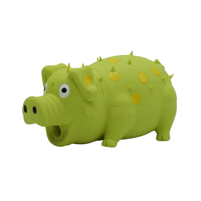 Bud'z Jouet En Latex Avec "squeaker" Pour Chien - Cochon Vert à Pois Jaunes 6"