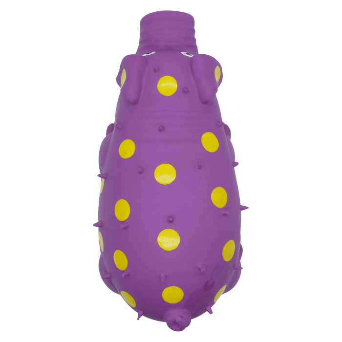 Bud'z Jouet En Latex Avec "squeaker" Pour Chien - Cochon Violet à Pois Jaunes 8"