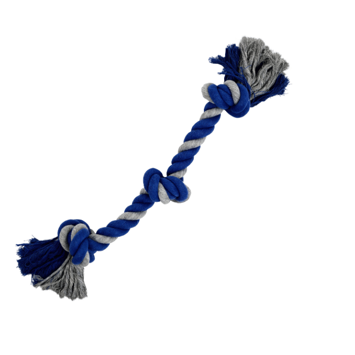 Bud'z jouets pour chien Jouet De Corde Pour Chien, Avec 3 Noeuds Bleu et grise 23.5" Jouet De Corde Pour Chien, Avec 3 Noeuds Bleu et grise 23.5"