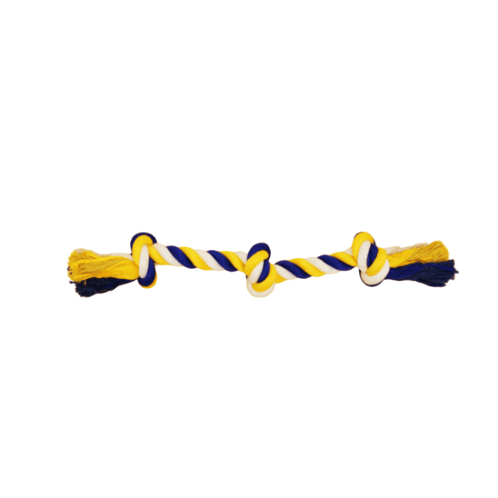 Bud'z jouets pour chien Jouet De Corde Pour Chien, Avec 3 Noeuds Bleu et jaune 58cm Jouet De Corde Pour Chien, Avec 3 Noeuds Bleu et jaune 58cm