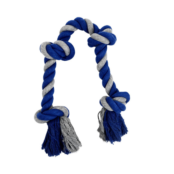 Bud'z jouets pour chien Jouet De Corde Pour Chien, Avec 4 Noeuds Bleu et grise 27.5" Jouet De Corde Pour Chien, Avec 4 Noeuds Bleu et grise 27.5"