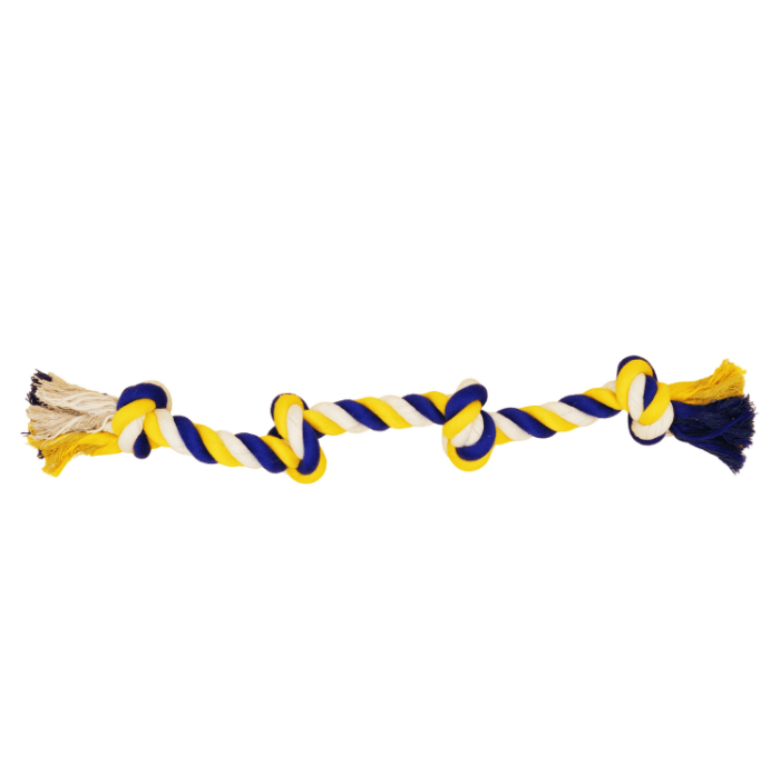 Bud'z jouets pour chien Jouet De Corde Pour Chien, Avec 4 Noeuds Bleu et jaune 70cm Jouet De Corde Pour Chien, Avec 4 Noeuds Bleu et jaune 70cm