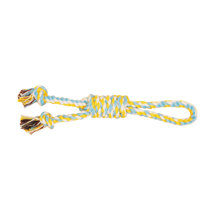 Bud'z jouets pour chien Jouet De Corde Pour Chien, Double Avec Boucle Et Noeud Coulant - Bleu Ciel Et Jaune 35cm Jouet De Corde Pour Chien, Double Avec Boucle Et Noeud Coulant - Bleu Ciel Et Jaune 35cm