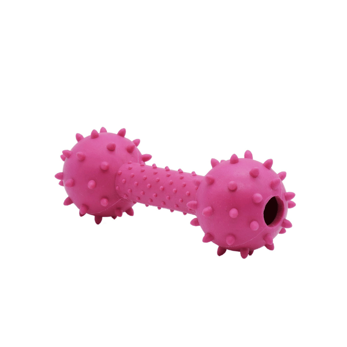 Bud'z jouets pour chien Jouet En Caoutchouc Pour Chien, Haltère Piquant, Rose 5.5"