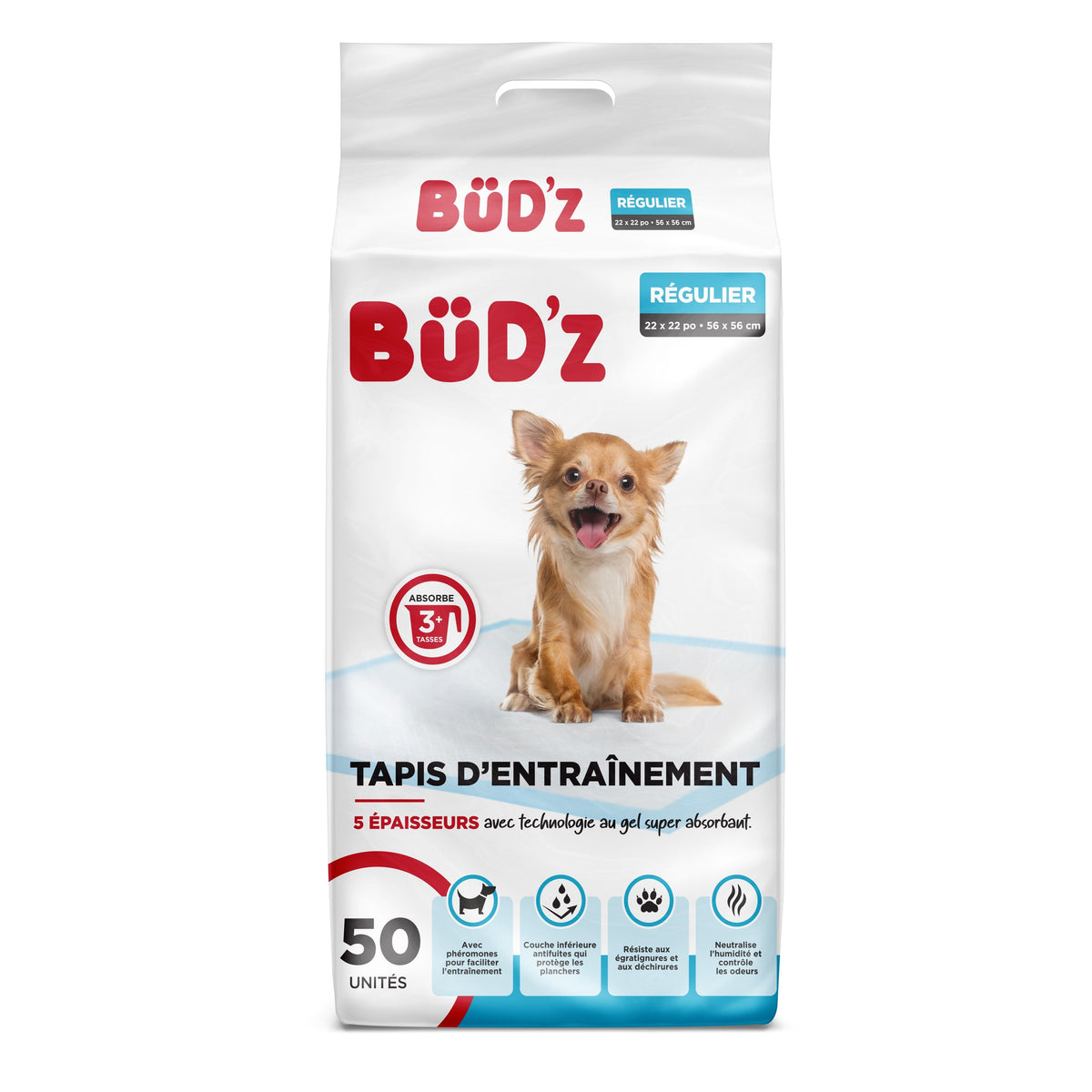 Bud&#39;z tapis Paq de 50 Tapis d&#39;entrainement pour chien Bud&#39;z 22 x 22&#39;&#39;