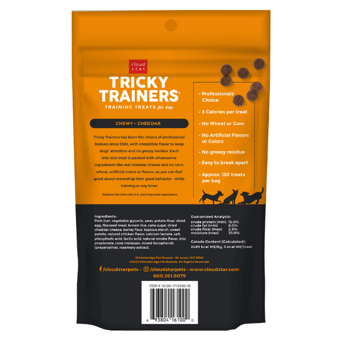 Cloud Star Gâteries Tricky Trainers Chewy Gâterie pour chien au Fromage Cheddar Tricky Trainers Chewy Gâterie pour chien au Fromage Cheddar