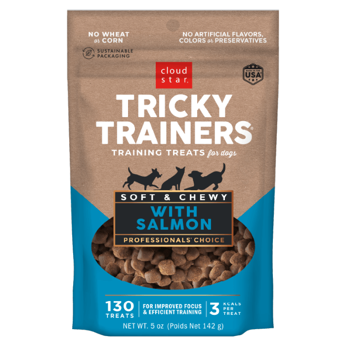 Cloud Star Gâteries 5oz Tricky Trainers Chewy Gâterie pour chien au Saumon Tricky Trainers Chewy Gâterie pour chien au Saumon