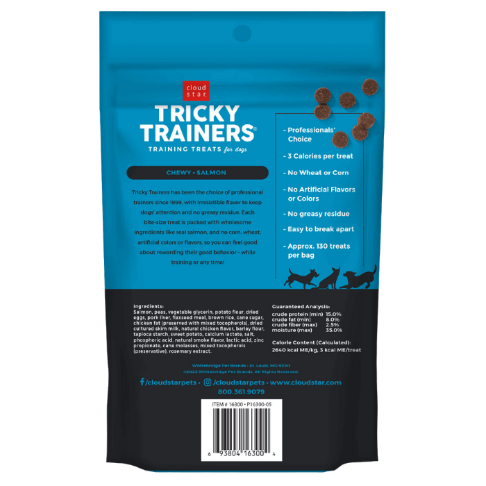 Cloud Star Gâteries 5oz Tricky Trainers Chewy Gâterie pour chien au Saumon Tricky Trainers Chewy Gâterie pour chien au Saumon