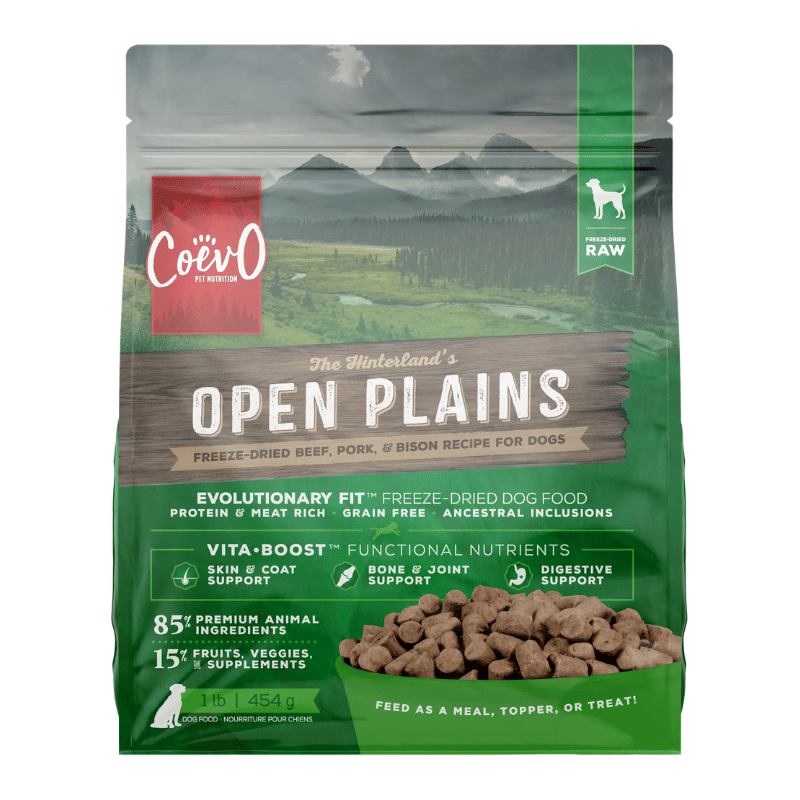 CoevO Nourriture pour chien 1 lb Nourriture pour chien CoevO Lyophilisée Crue Open Plains - Bœuf, porc et bison - 1 lb Nourriture pour chien CoevO Lyophilisée Crue Open Plains - Bœuf, porc et bison - 1 lb