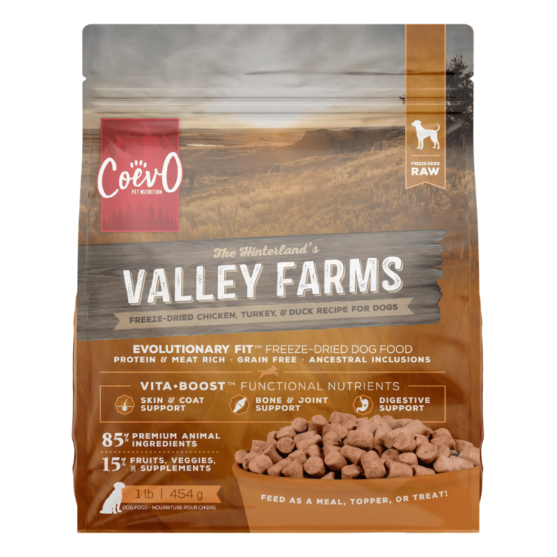 CoevO Nourriture pour chien 1 lb Nourriture pour chien CoevO Lyophilisée Crue Valley Farms - Poulet, dinde et canard - 1 lb Nourriture pour chien CoevO Lyophilisée Crue Valley Farms - Poulet, dinde et canard - 1 lb