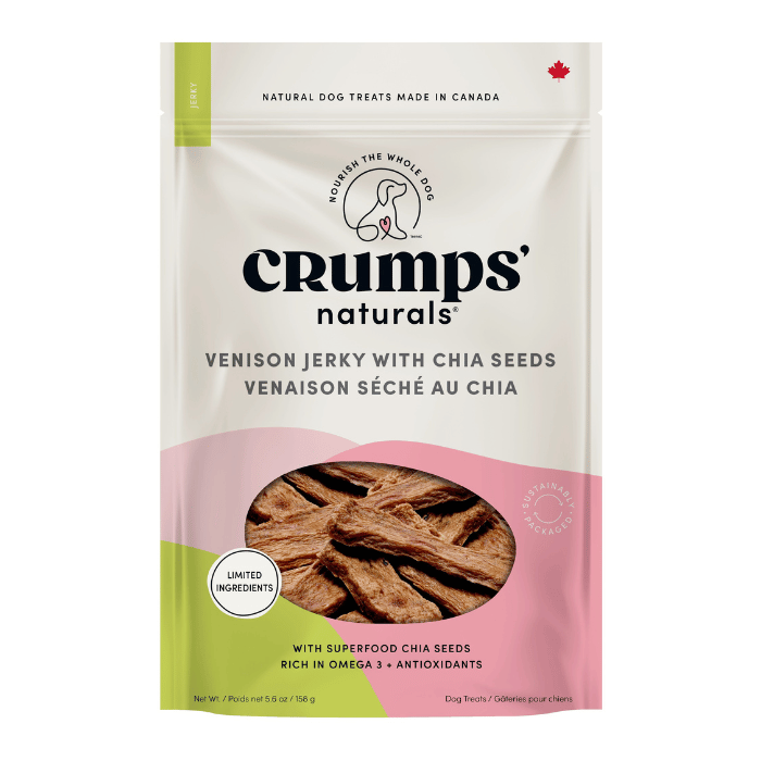 Crump's Naturals Gâteries 132g Crumps' Naturals Gâteries Pour Chien, Venaison Séché Au Chia 158g Crumps' Naturals Gâteries Pour Chien, Venaison Séché Au Chia 158g