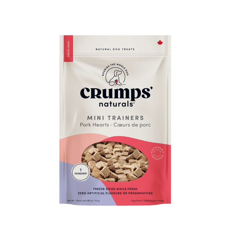 Crump's Naturals Gâteries Crumps' Naturals Mini-Bouchées d'entraînement lyophilisées Cœurs de porc Crumps' Naturals Mini-Bouchées d'entraînement lyophilisées Cœurs de porc