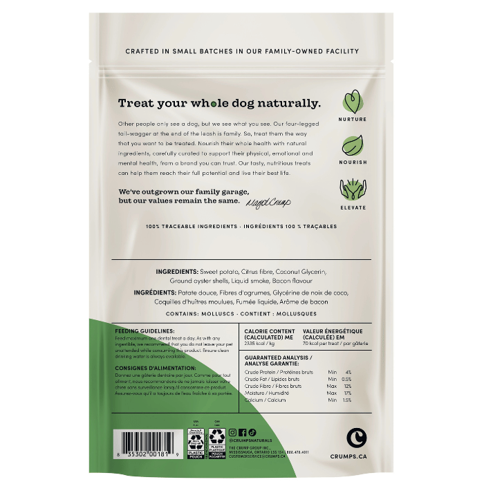 Crump's Naturals Gâteries Gâteries Crumps Plaque Busters contre la plaque dentaire 7'' bacon