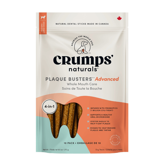 Crump&#39;s Naturals Gâteries Gâteries Dentaire Pour Chien, plaque Busters Advanced 7 Soins De La Bouche Pqt 10