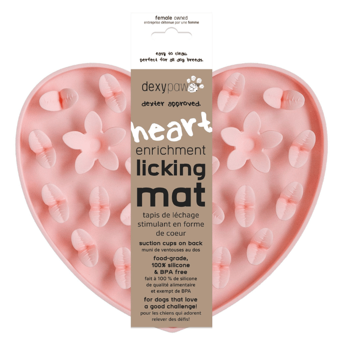 Dexypaws Dexypaws Tapis De Léchage En Silicone "cache-cache" Coeur, Rose Dexypaws Tapis De Léchage En Silicone "cache-cache" Coeur, Rose
