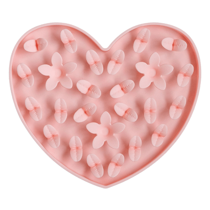 Dexypaws Dexypaws Tapis De Léchage En Silicone "cache-cache" Coeur, Rose Dexypaws Tapis De Léchage En Silicone "cache-cache" Coeur, Rose